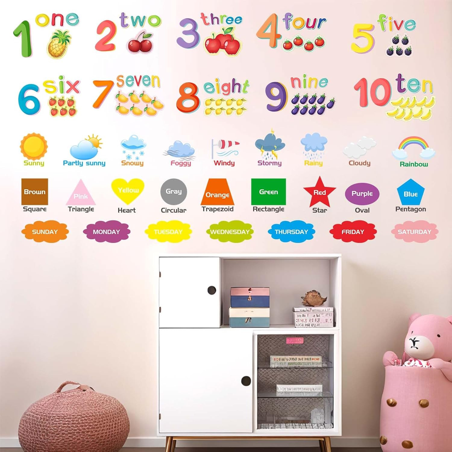Alphabet Numbers Wall Stickers for Classroom: Kids Baby Girls Boys Nursery Playr