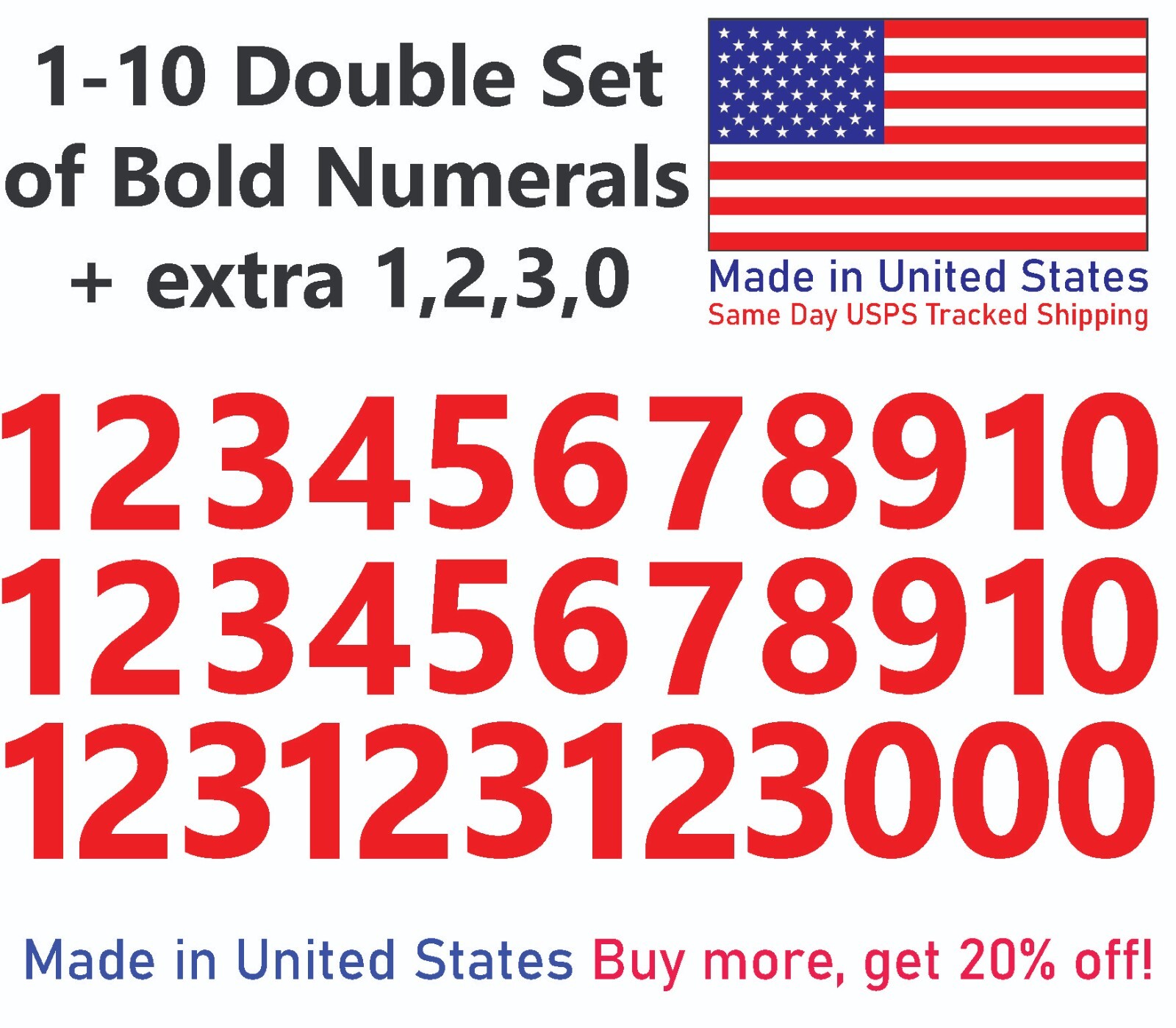 1-10 Bolston Bold Outdoor Vinyl Decal Numbers for Mailbox, Door, Address, Locker