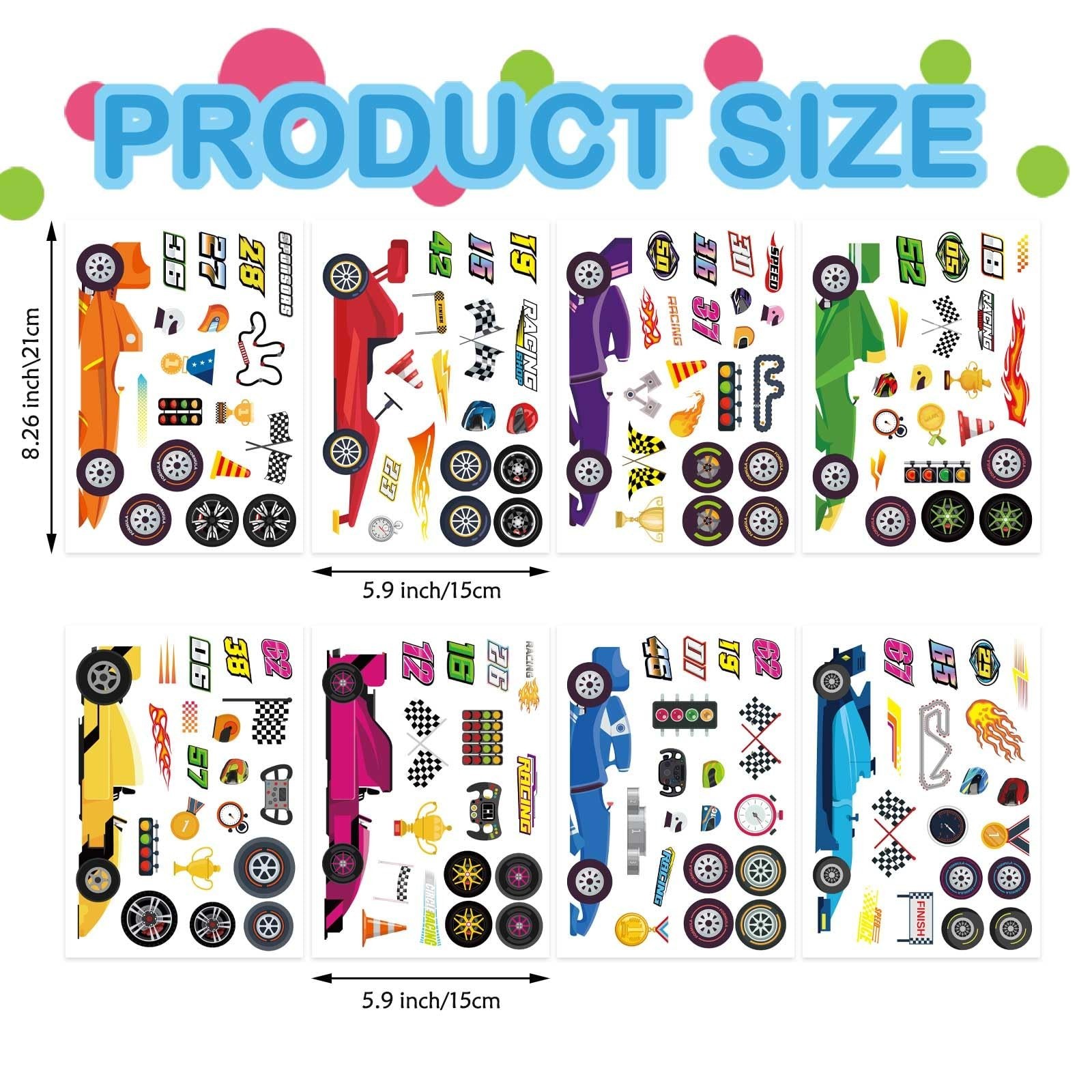 24 Sheets Make Your Own Race Car Stickers, Sporty Racing Car Stickers for Kid…