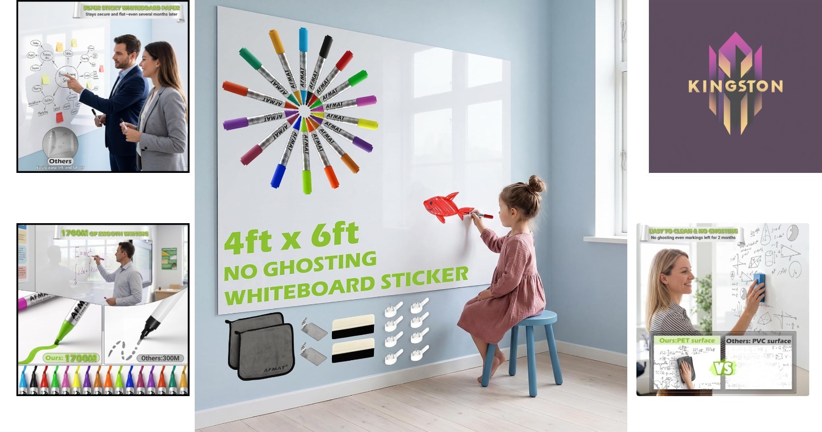 Transform Any Surface with 4x6ft Whiteboard Sticker – Super Sticky & Versatile