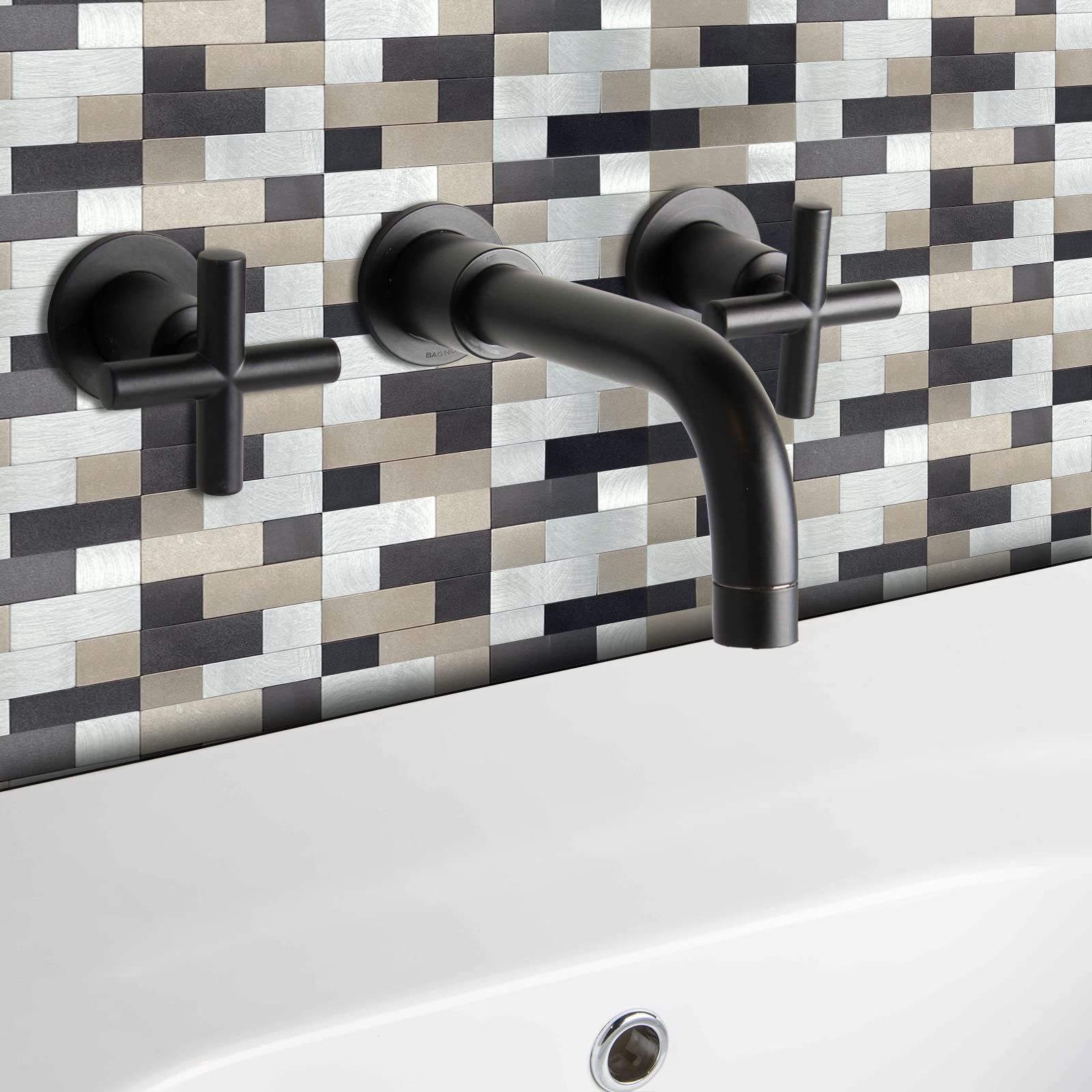 Kitchen Countertop Peel and Stick Brushed Metal Tile, 15" X 4" Aluminum Wall …