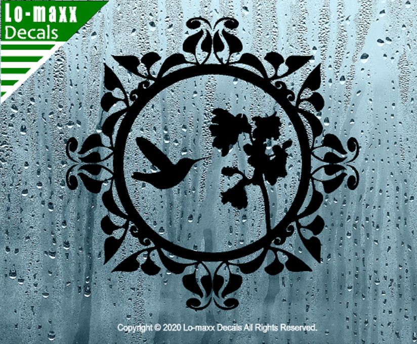Hummingbird & Floral Art Nature Lover Beautiful High Quality Die Cut Vinyl Decal