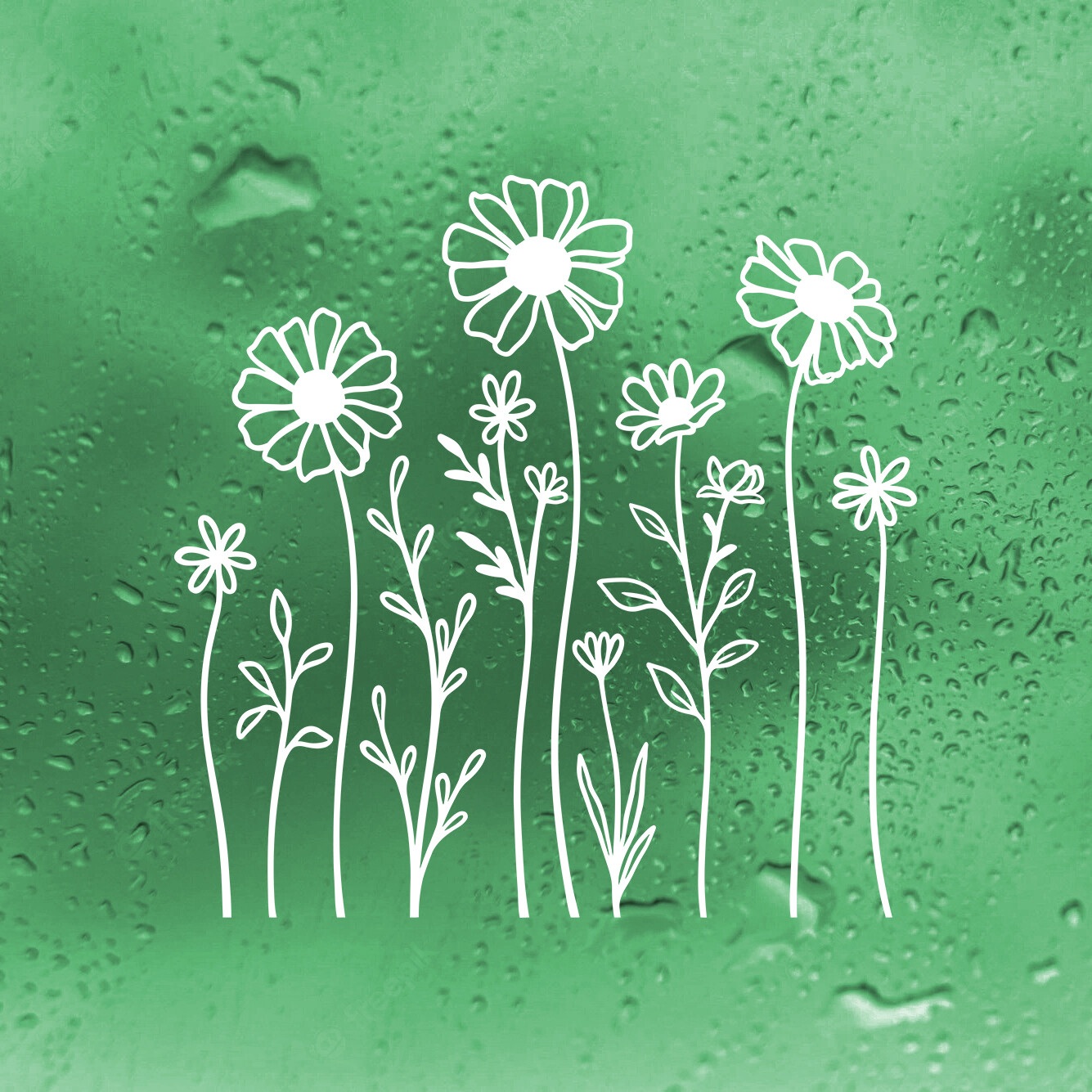 Flower Row V3 Custom Vinyl Decals | Pretty Floral Garden Stickers