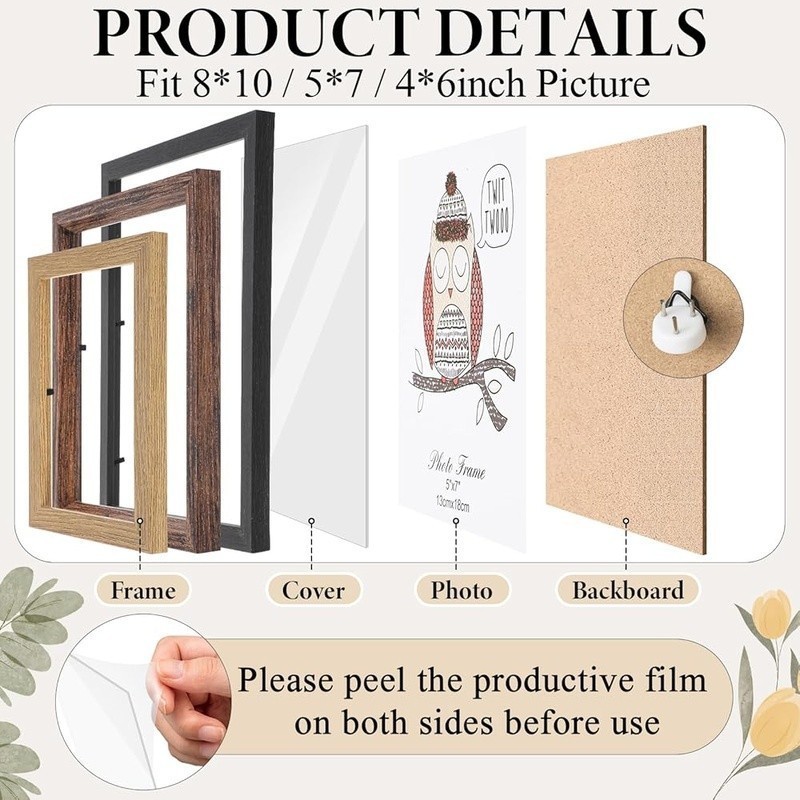 Picture Frames Wall Decor Set Clock Family Quote Stickers DIY Home Art New