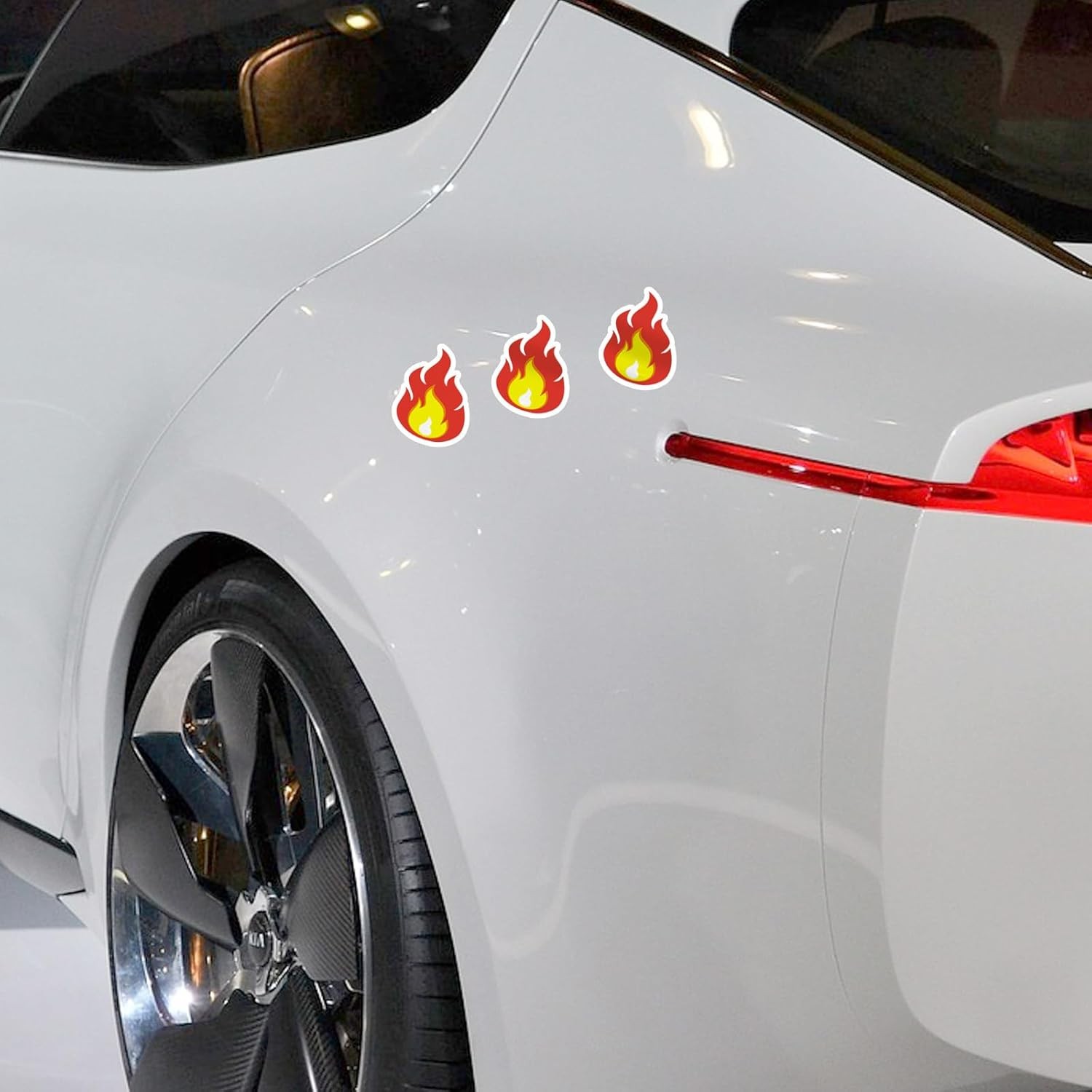 Fulmoon 144 Pcs Fire Vinyl Stickers Waterproof Flame Decals Small Red, Yellow
