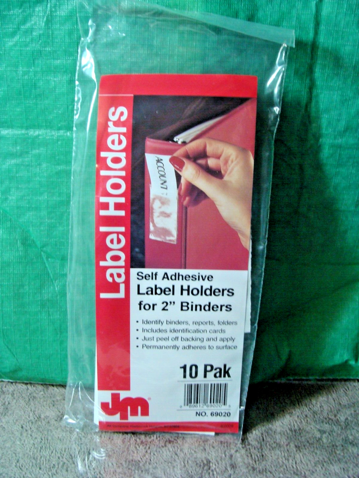 10-pack Insertable Plastic Self-Adhesive Label Holders Binders Shelves 2" x 2.5"