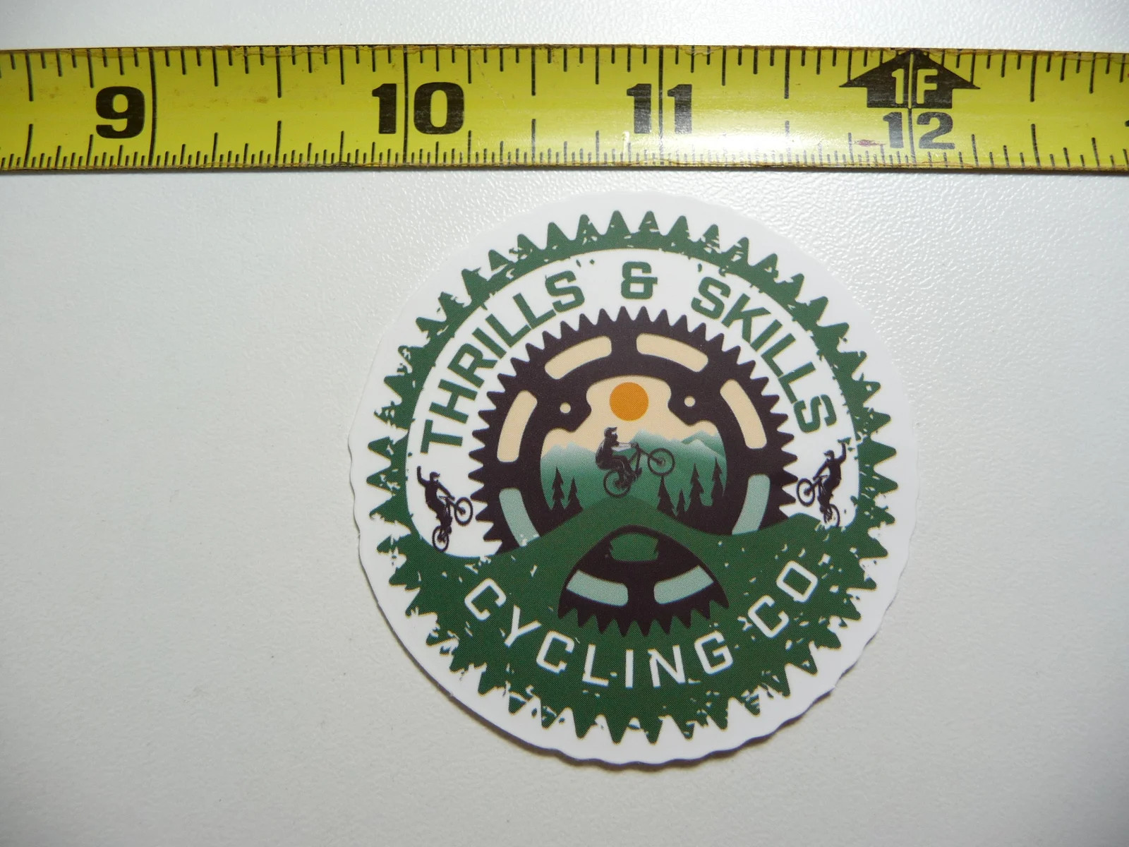 MTB MOUNTAIN BIKE SKILLS THRILLS SMALL STICKER DECAL RIDE RIDER FUNNY