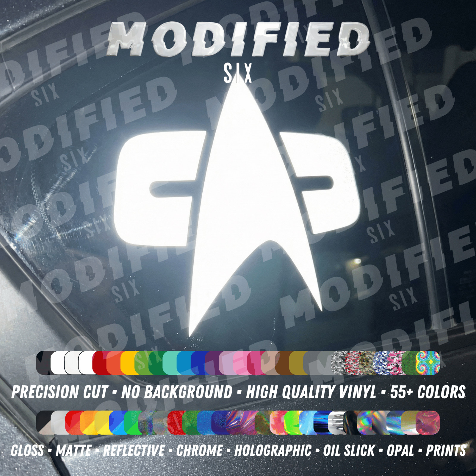 REFLECTIVE Star Trek Voyager DS9 Com Badge 55+ Colors Cars Laptops Decal Sticker