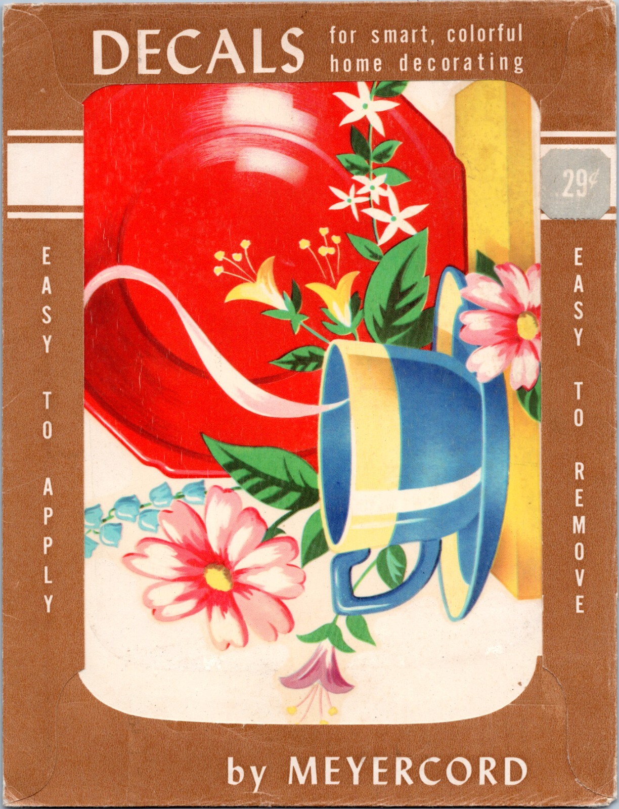 1950s Household Decals by Meyer Cord – Unopened Package Cup, Plate, Flowers