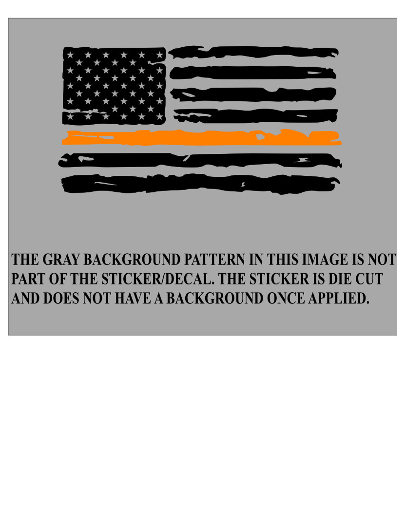 THIN ORANGE LINE Distressed FLAG SEARCH & RESCUE / EMS Vinyl Decal Black/Orange