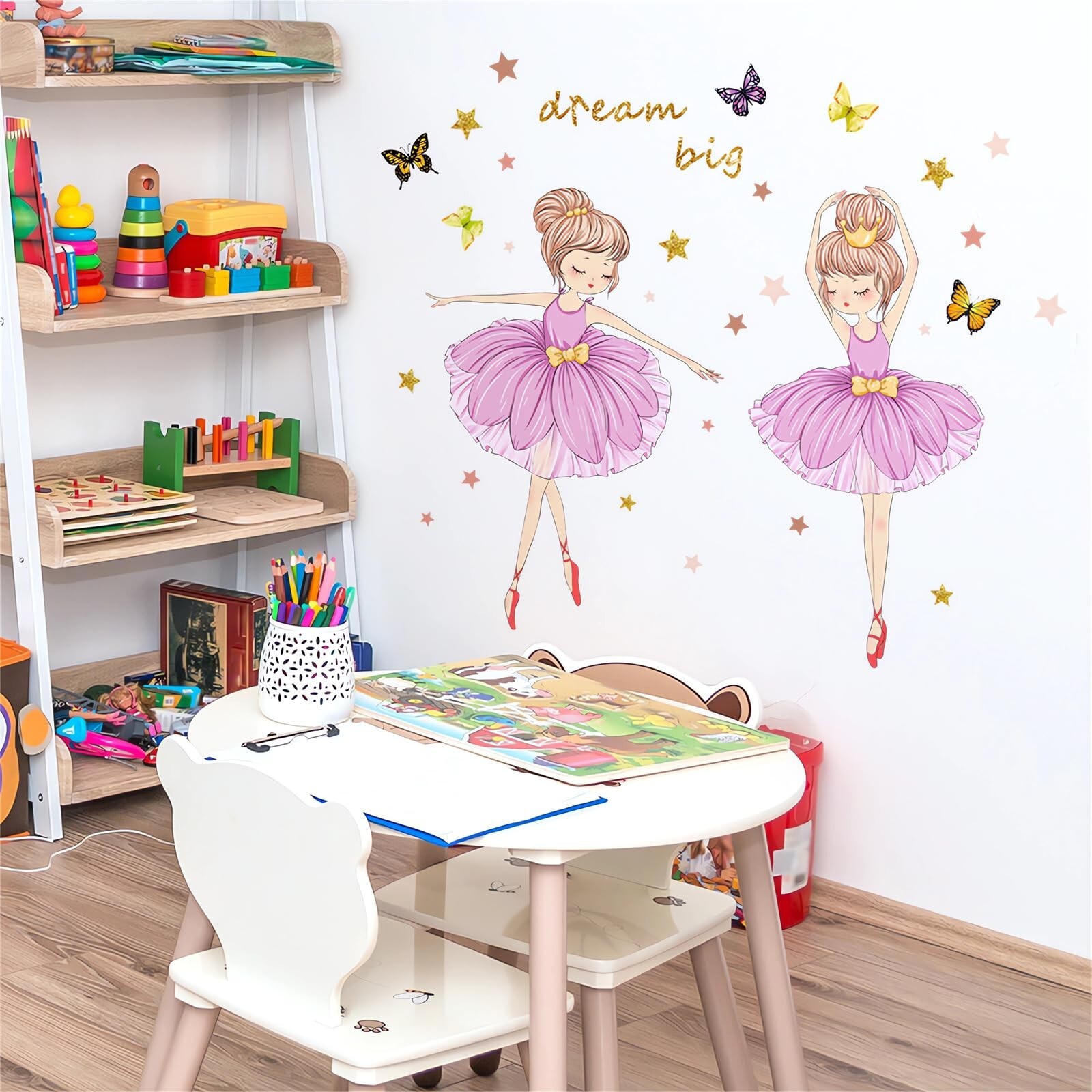 Lovely Dancing Pink Ballet Girl Wall Stickers, sacinora DIY Art Wall Decals R…
