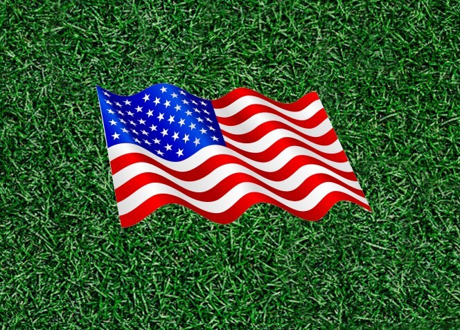 United States Flag blowing in the wind 100% waterproof vinyl sticker- many sizes