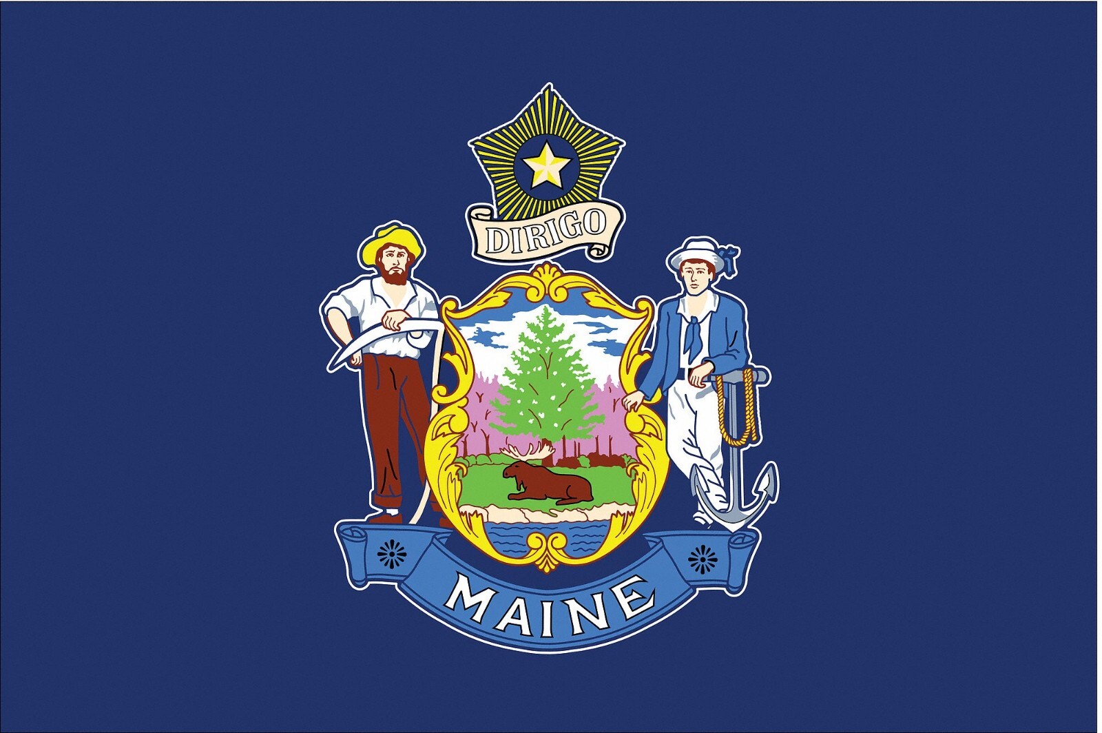 Maine state flag sticker weatherproof bumper vinyl decal