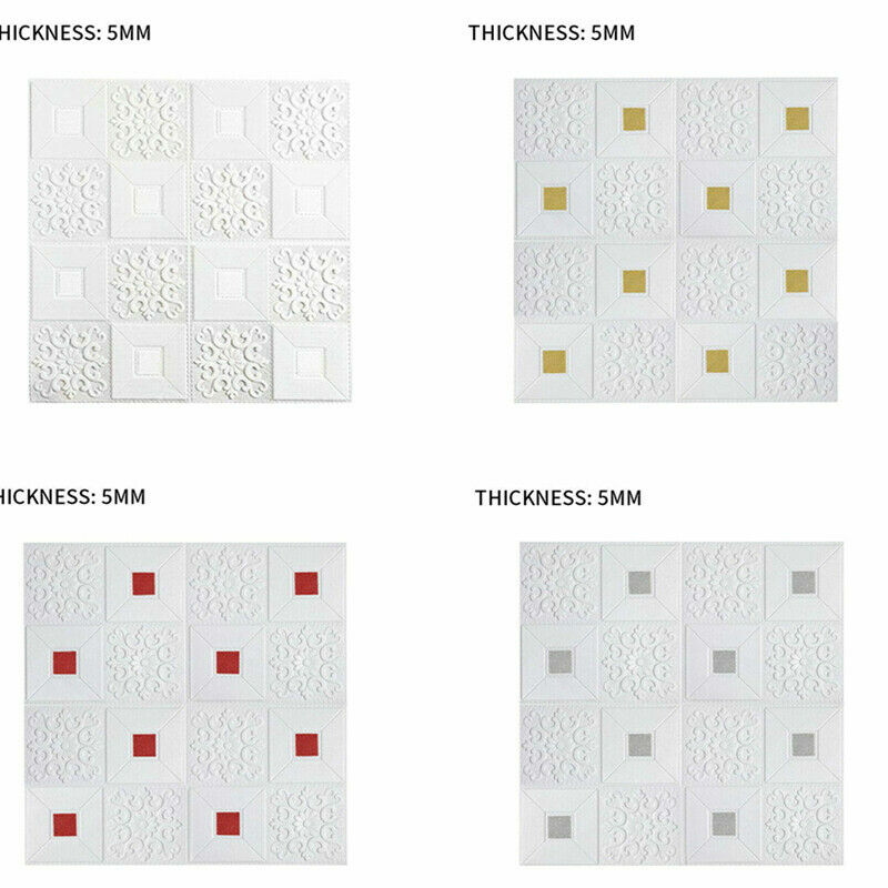 10Pcs 3D Wall Panels Self-adhesive Tile Brick Sticker Waterproof Foam Wallpaper