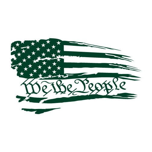 American USA Distressed Flag With We The People Die Cut Decal