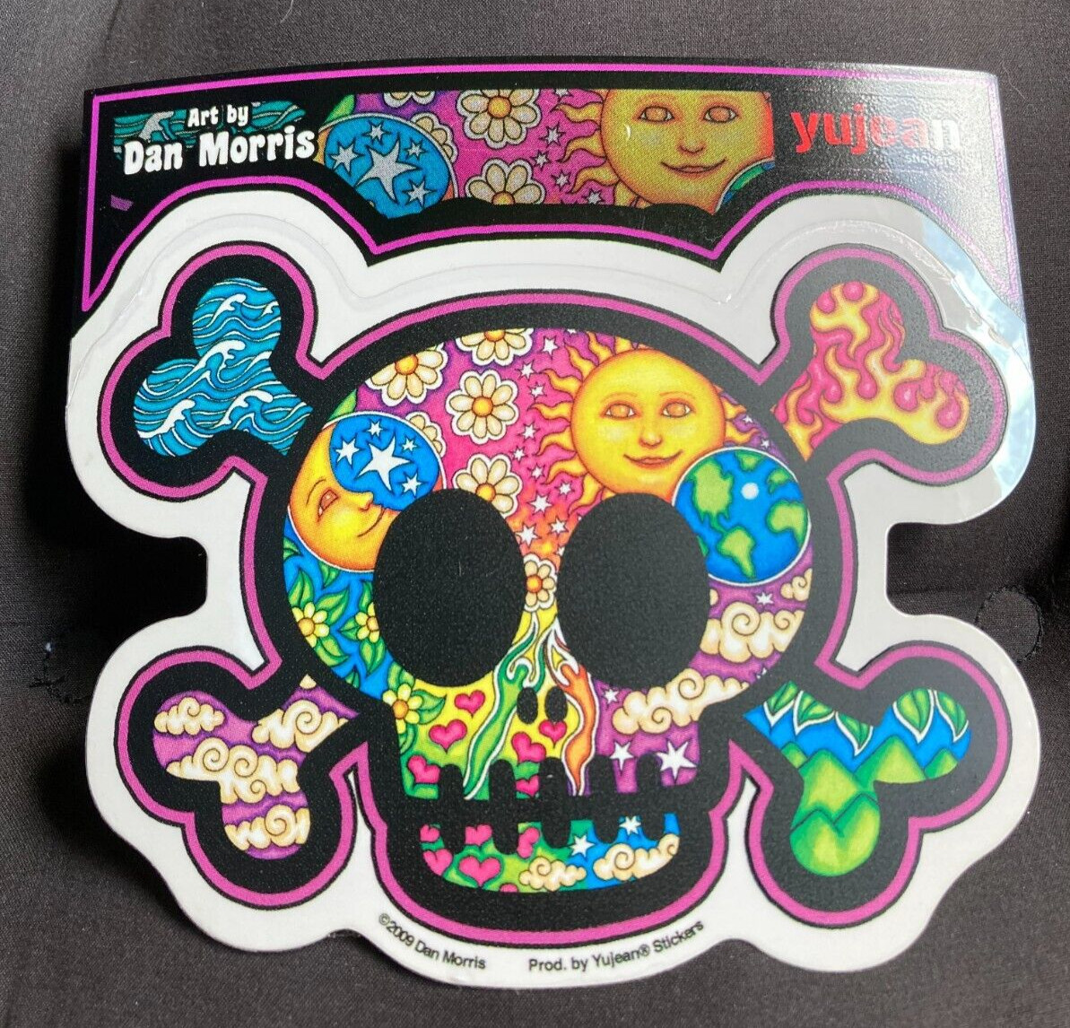 Cute Skull Moon Stars Air Earth Water Fire Window Sticker Art by Dan Morris
