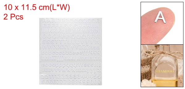 2 Sheets Letter Stickers 0.28" Mini Letter Stickers Alphabet Stickers Silver