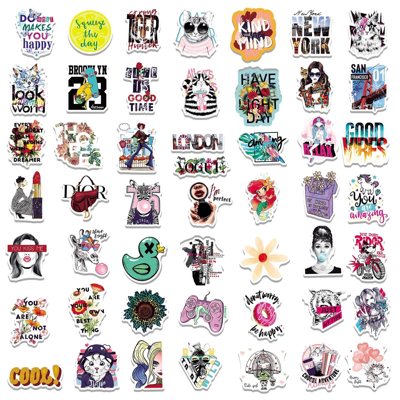 FASHION VOGUE Aesthetic VINYL Stickers~Water Bottle Waterproof Pink Decals