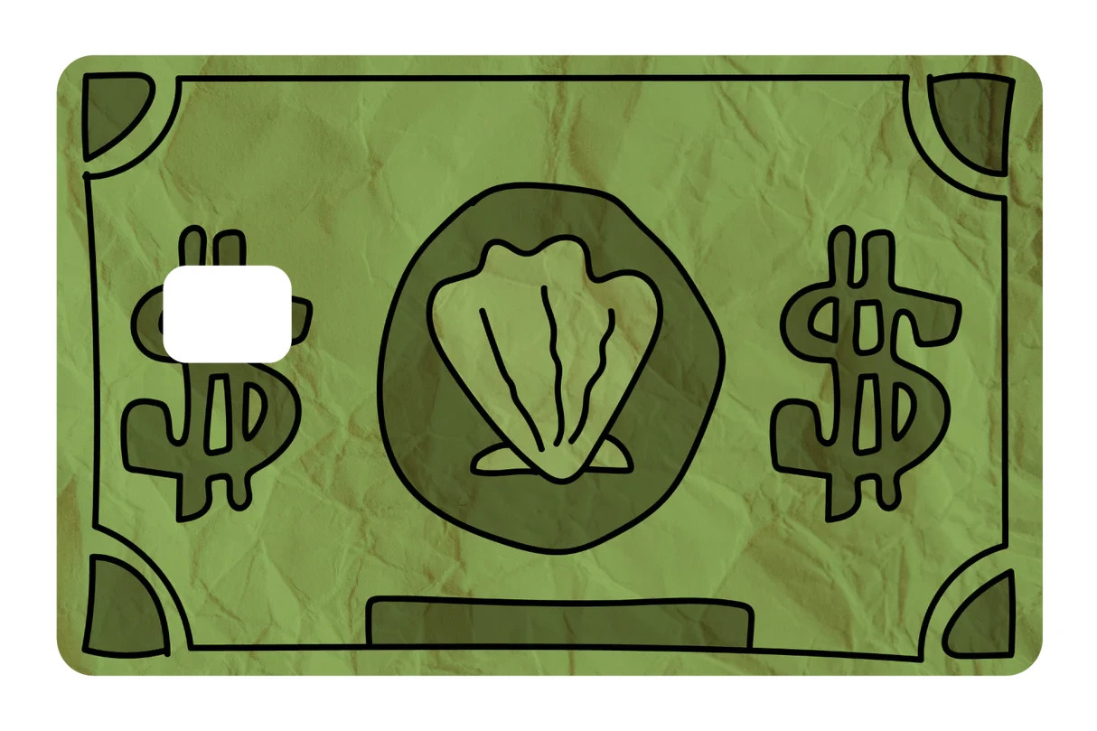 Bikini Bottom Dollar Sand Dollar Card Skin Decal Sticker 4 Pack Spongebob