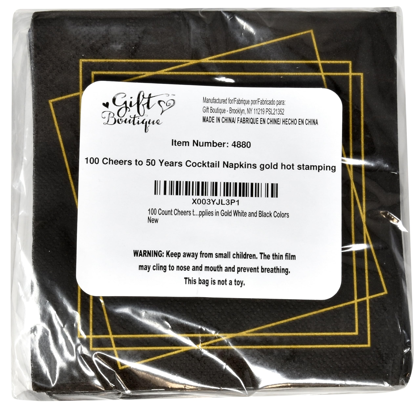 Gift Boutique 100 Count Cheers to 50 Years Cocktail Beverage Napkins Disposab…