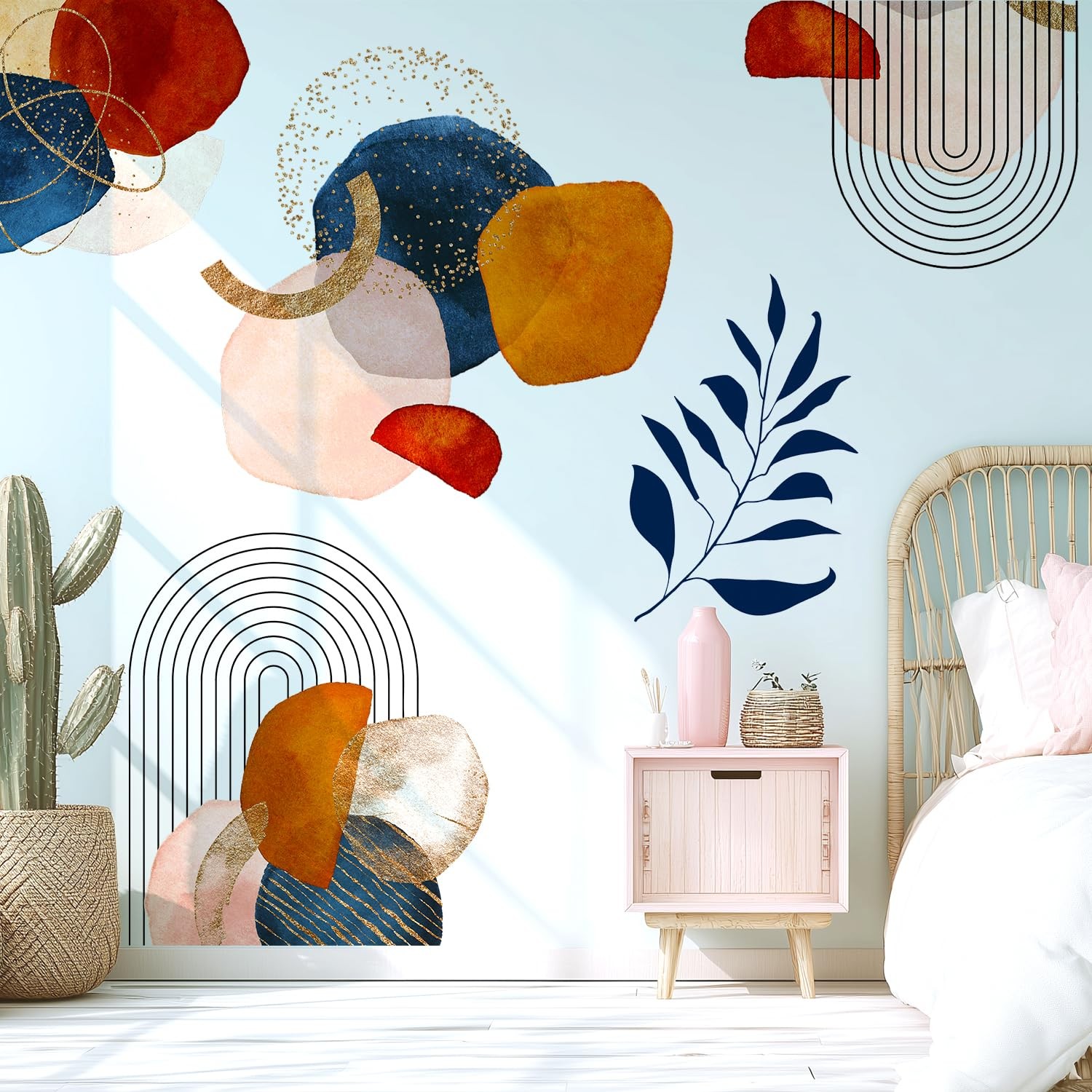 Boho Mid-Century Modern Wall Decals Peel and Stick, Archs Abstract Vinyl Wall…