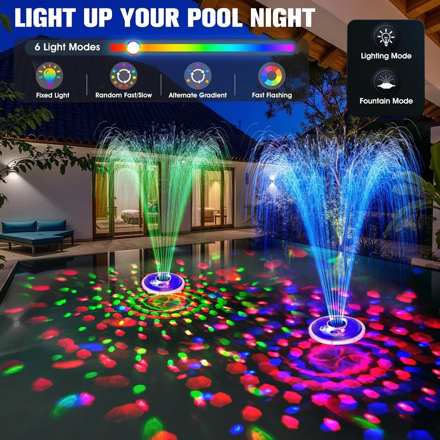 Upgraded Pool Fountain, Floating Pool Fountain with Lights, above Ground Pool Wa