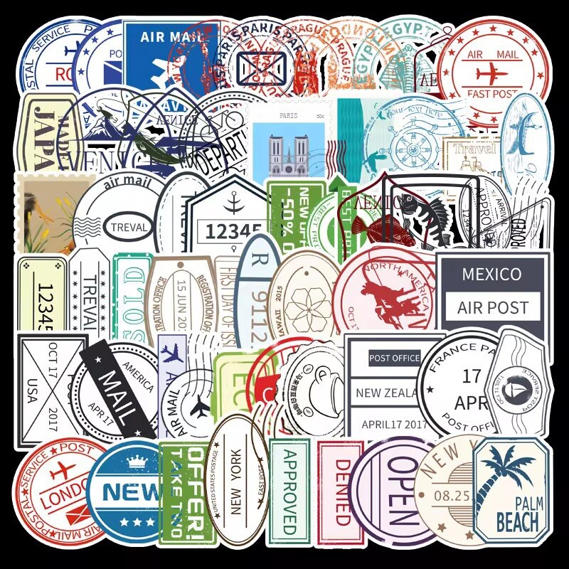 10 Random Postage Travel Stamp Stickers World Trade Mail Decals Free Shipping!