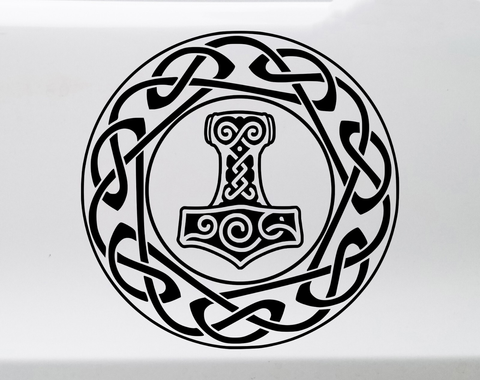 Celtic Knot Circle with Mjolnir Vinyl Decal | Hammer of Thor Thunder Norse Odin