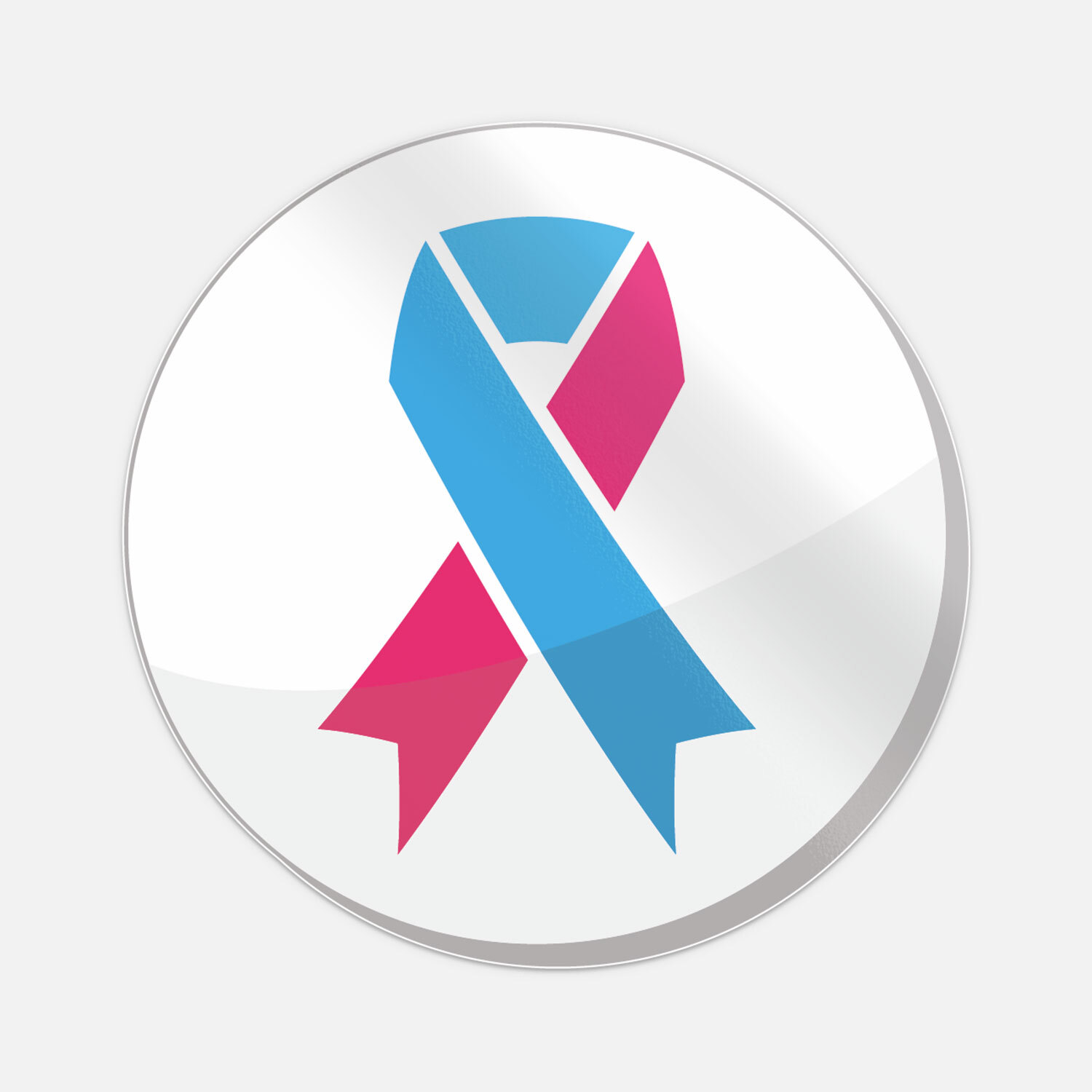 Pink And Blue Ribbon Round Car Bumper Sticker Decal