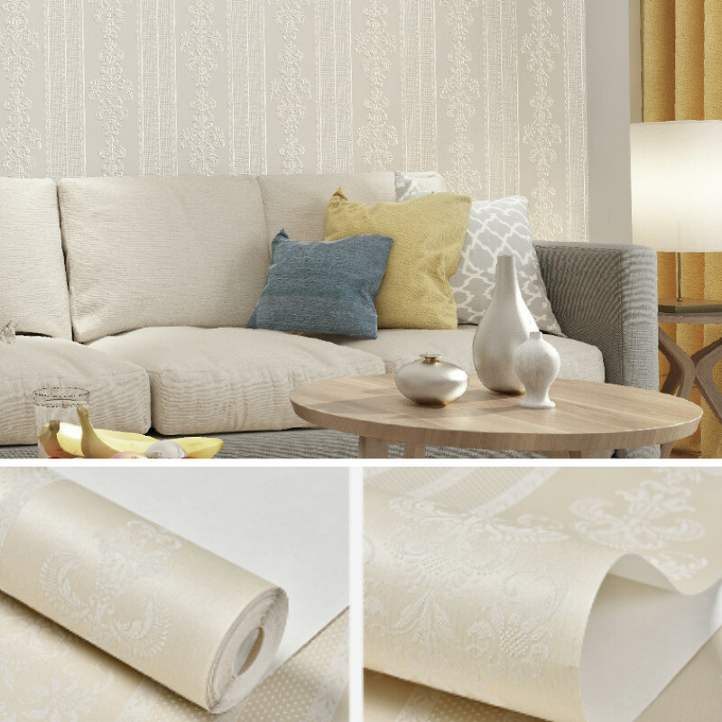 3D Damask Embossed Wallpapers Self-Adhesive Non-woven Wall Stickers Roll