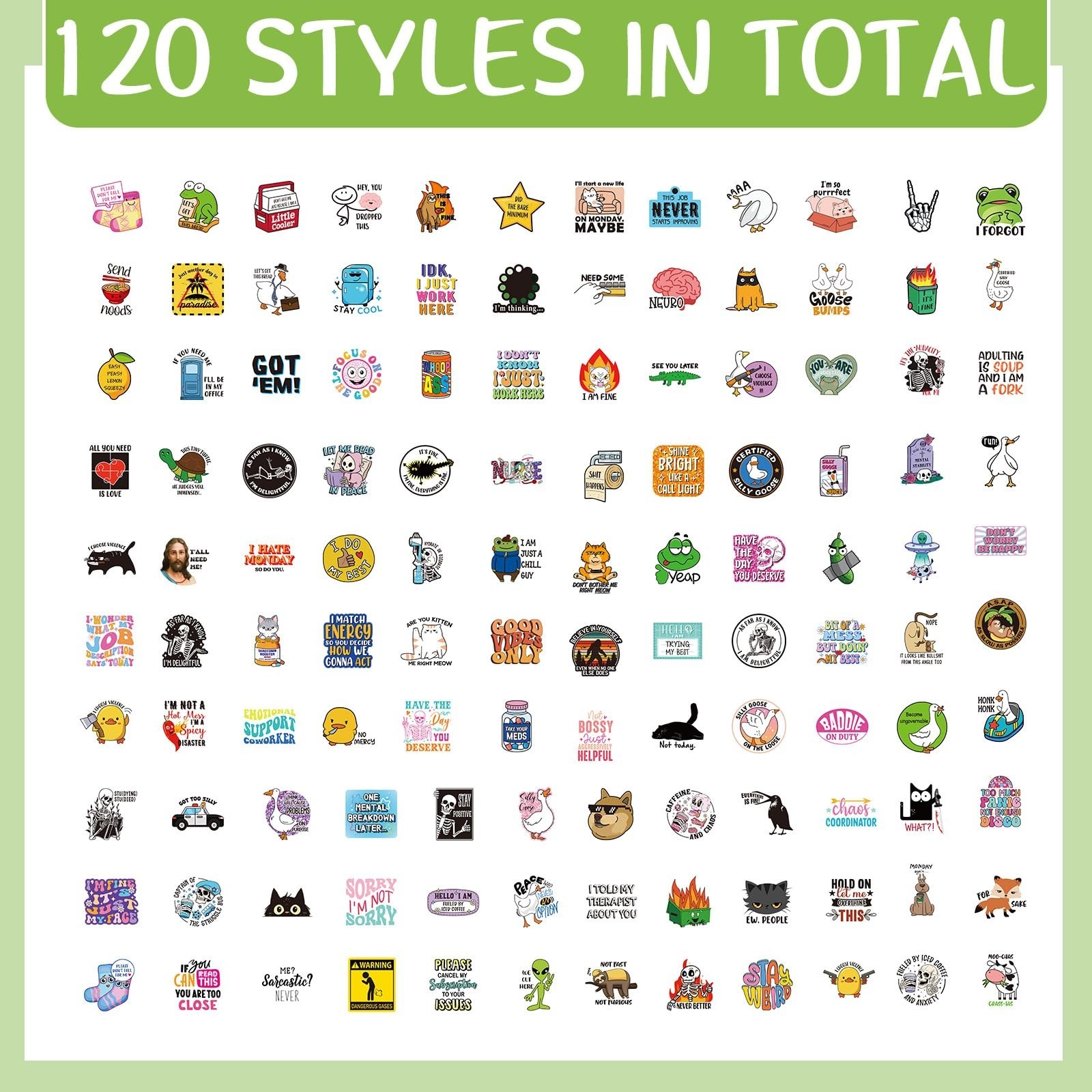 600 Pcs Funny Sarcastic Meme Stickers – Waterproof Decals for Laptops, Water Bot