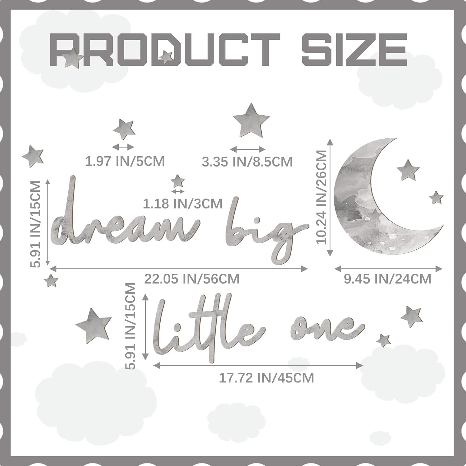 15 Pcs Moon and Stars Nursery Decor Dream Big Little One Wall Decor Boho Neutral