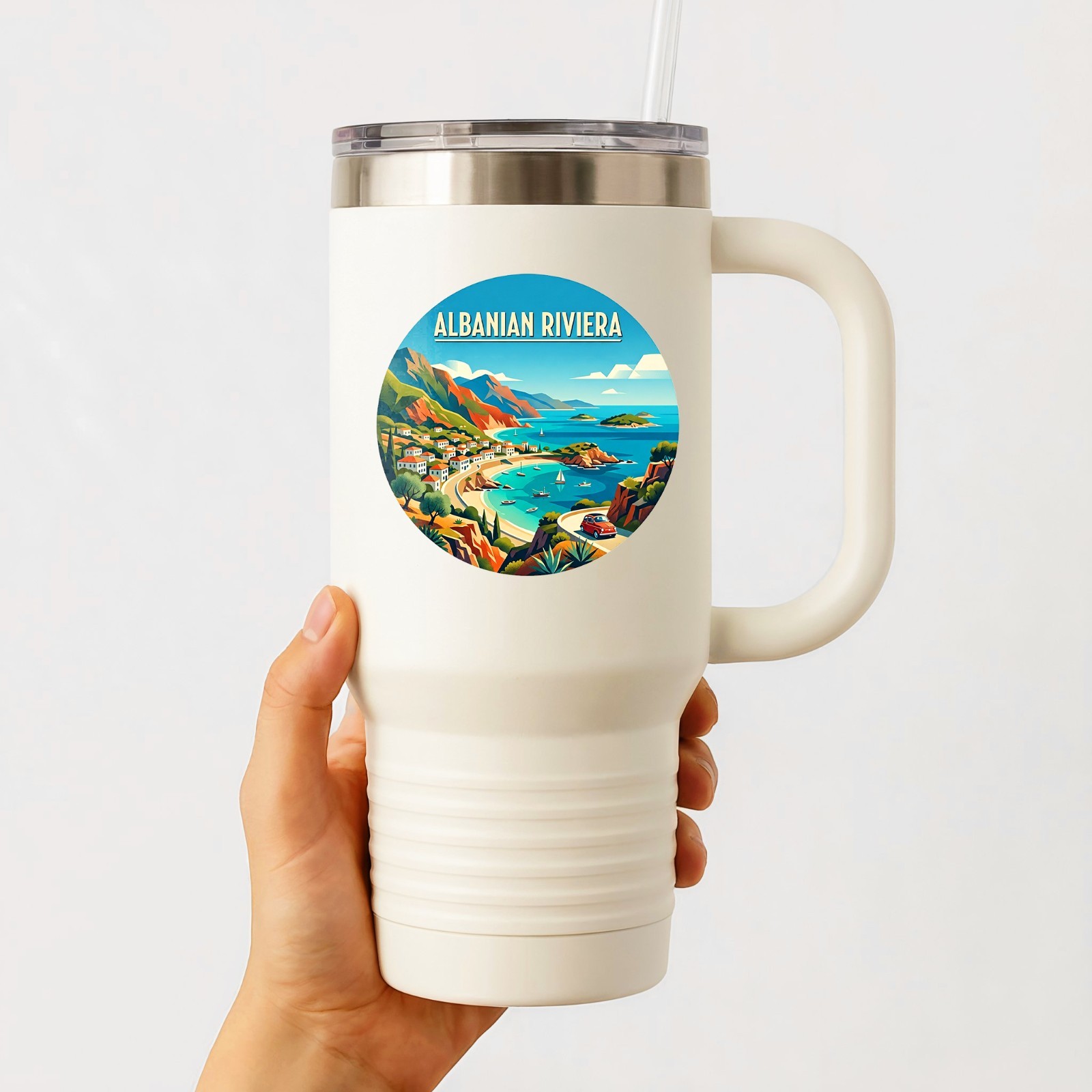 Albanian Riviera Vintage Travel Sticker Die Cut Waterproof Vinyl Laptop Decal