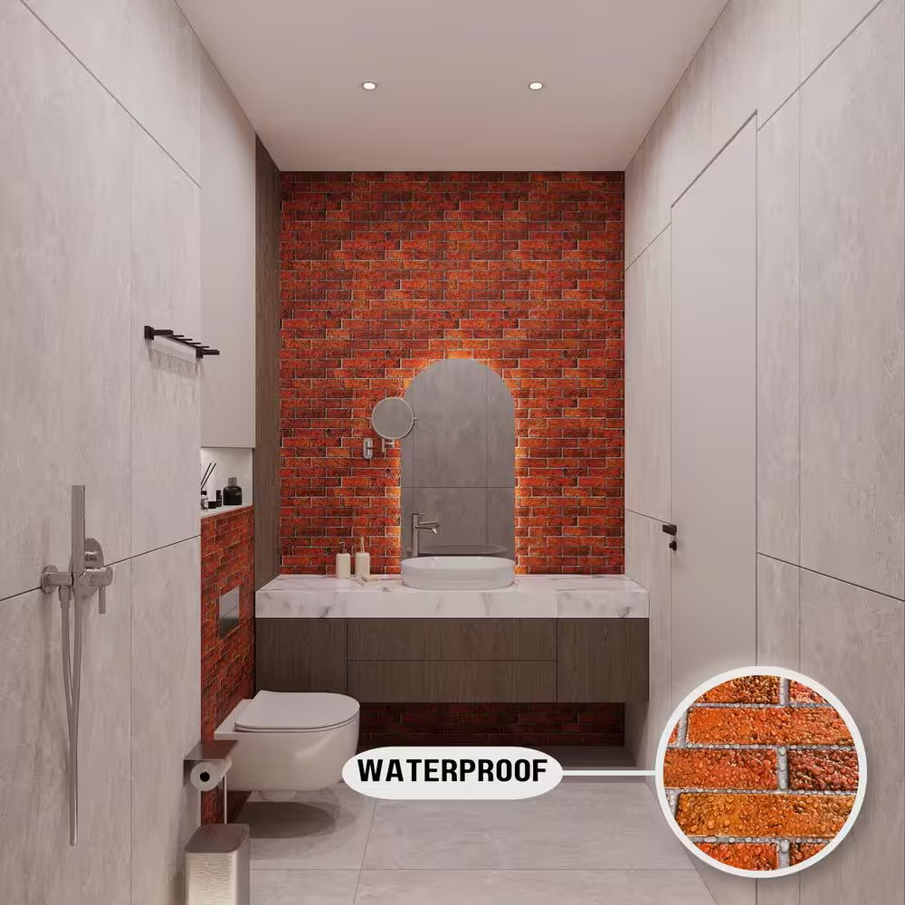 3 Ft. X 1.5 Ft. X 3/16 In. Red Brick Faux3D PVC Wall Panels for Interior Decor (