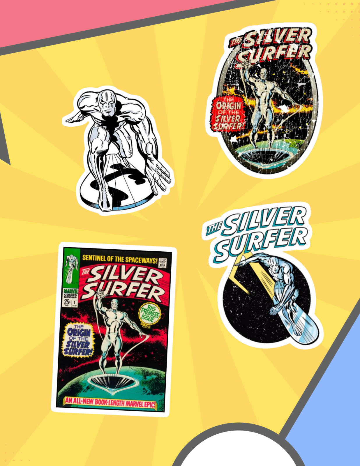 Silver Surfer 4pc Sticker Pack