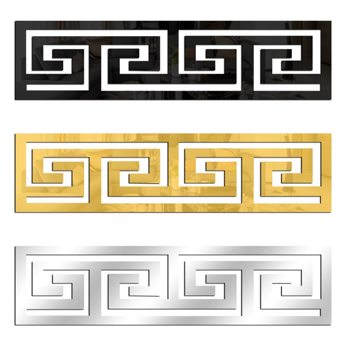 12Pcs 20X5Cm 3D Mirror Sticker Self Adhesive Waist Line DIY Wall Stickers for Li