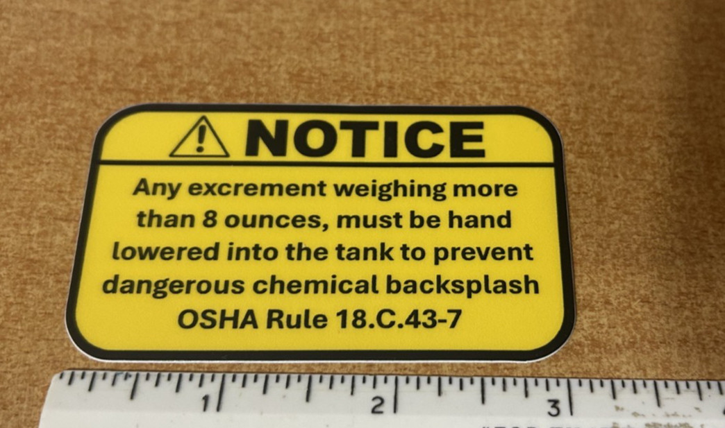 OSHA santi-can porta potty jobsite Funny Sticker Vinyl Decal Warning