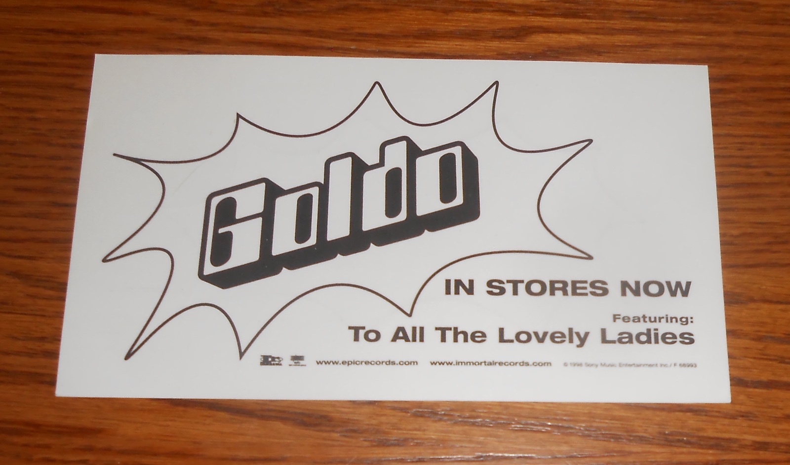 Goldo Large Sticker Rectangle 1998 Promo Sparkly 7×4 To All the Lovely Ladies