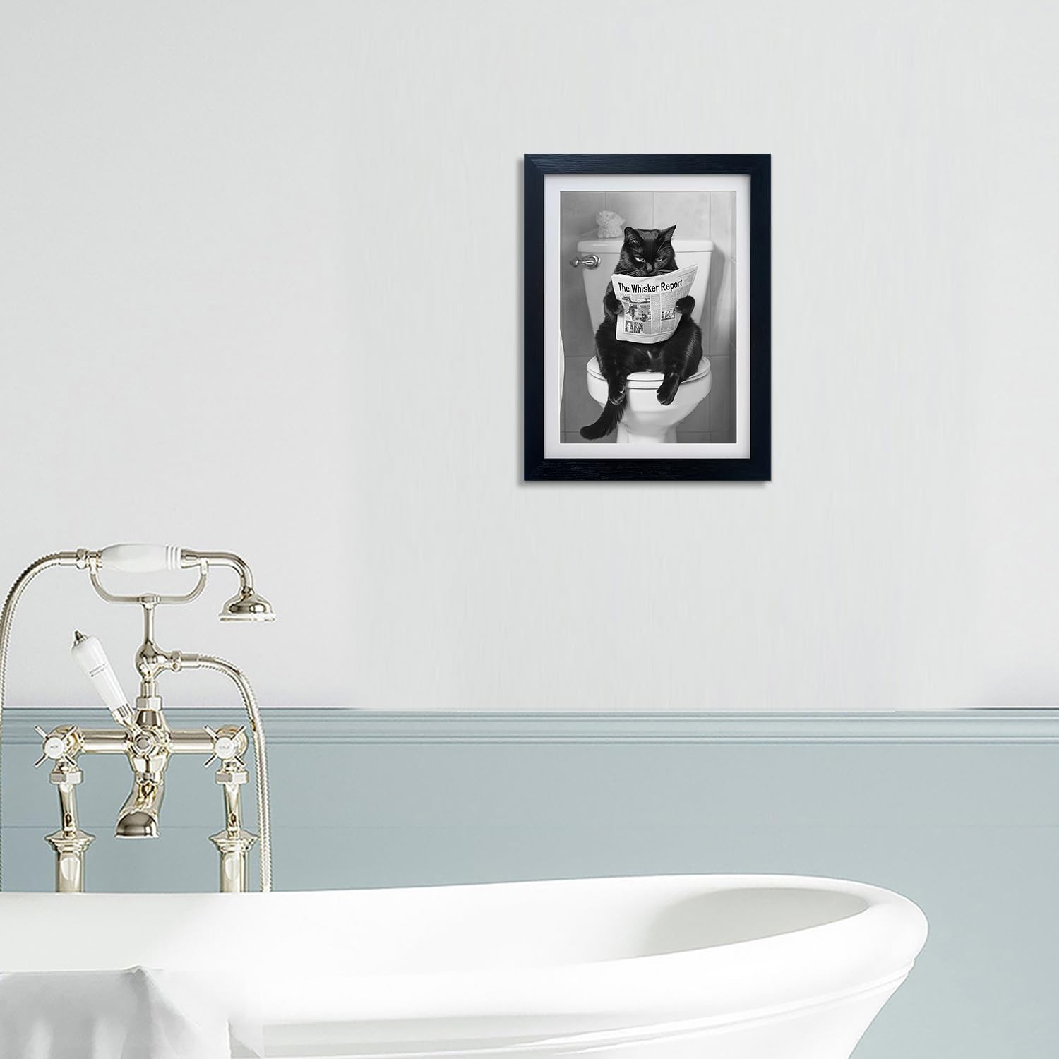 Black Cat Bathroom Wall Art Black and White Cat on Toilet Picture Wall Decor …