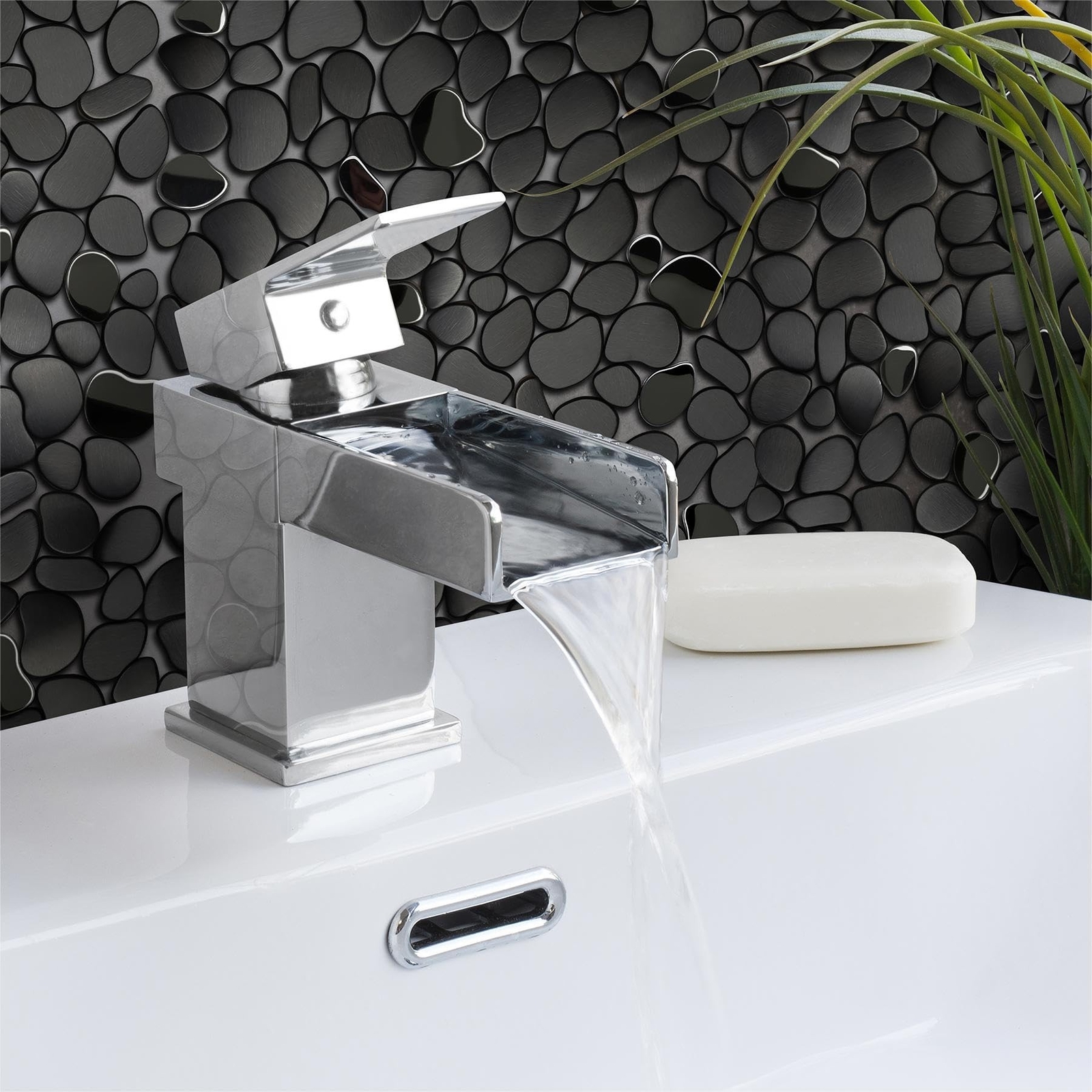 Black Tile Backsplash Pebble Tile Metal Mosaic Tiles for Kitchen Backsplash B…