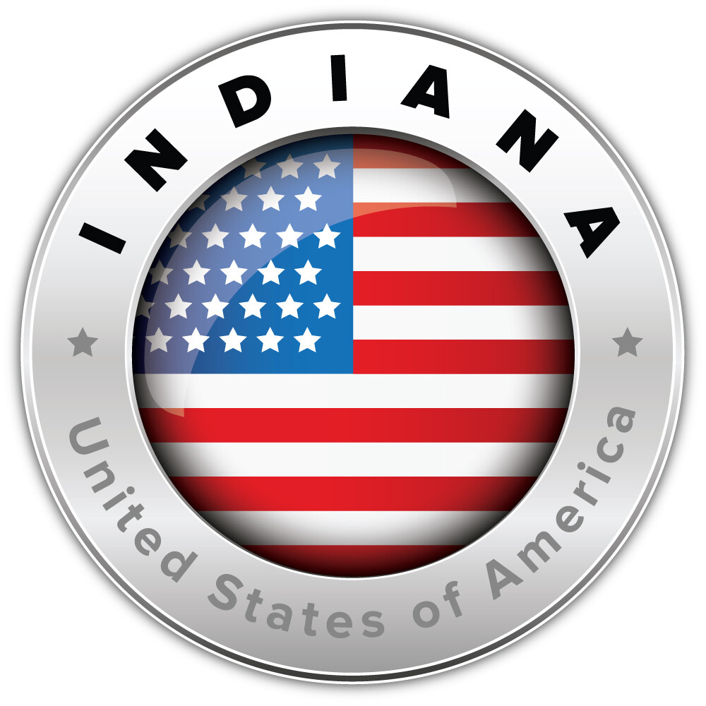Indiana USA State Flag Silver Emblem Car Bumper Sticker Decal "SIZES"