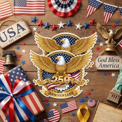 Packs USA50th Anniversary Car Window Decal Sticker, 1776-06 American Flag 2
