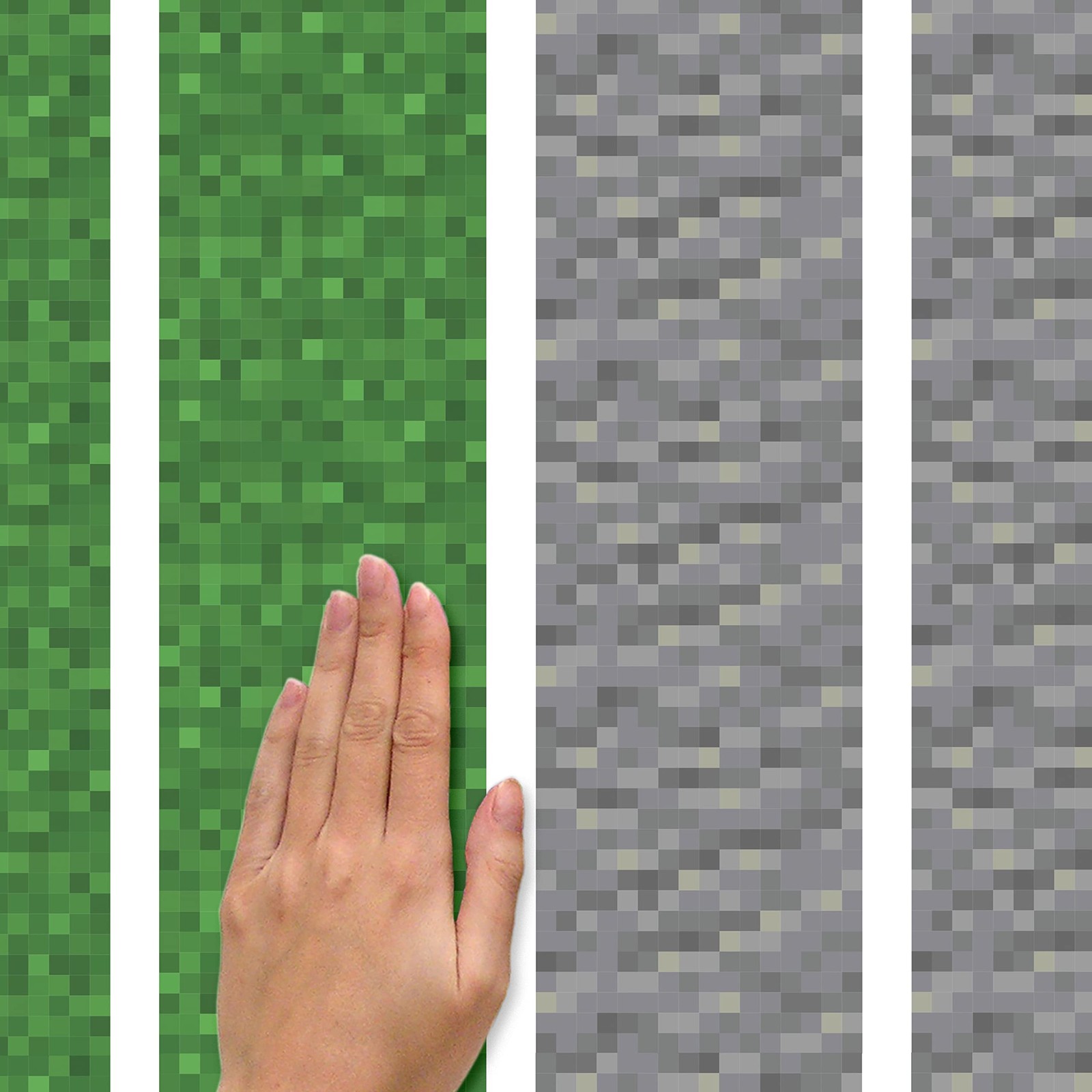 Minecraft Block Strips Peel and Stick Wall Decals, 16 Decal Set, Vinyl, Green…