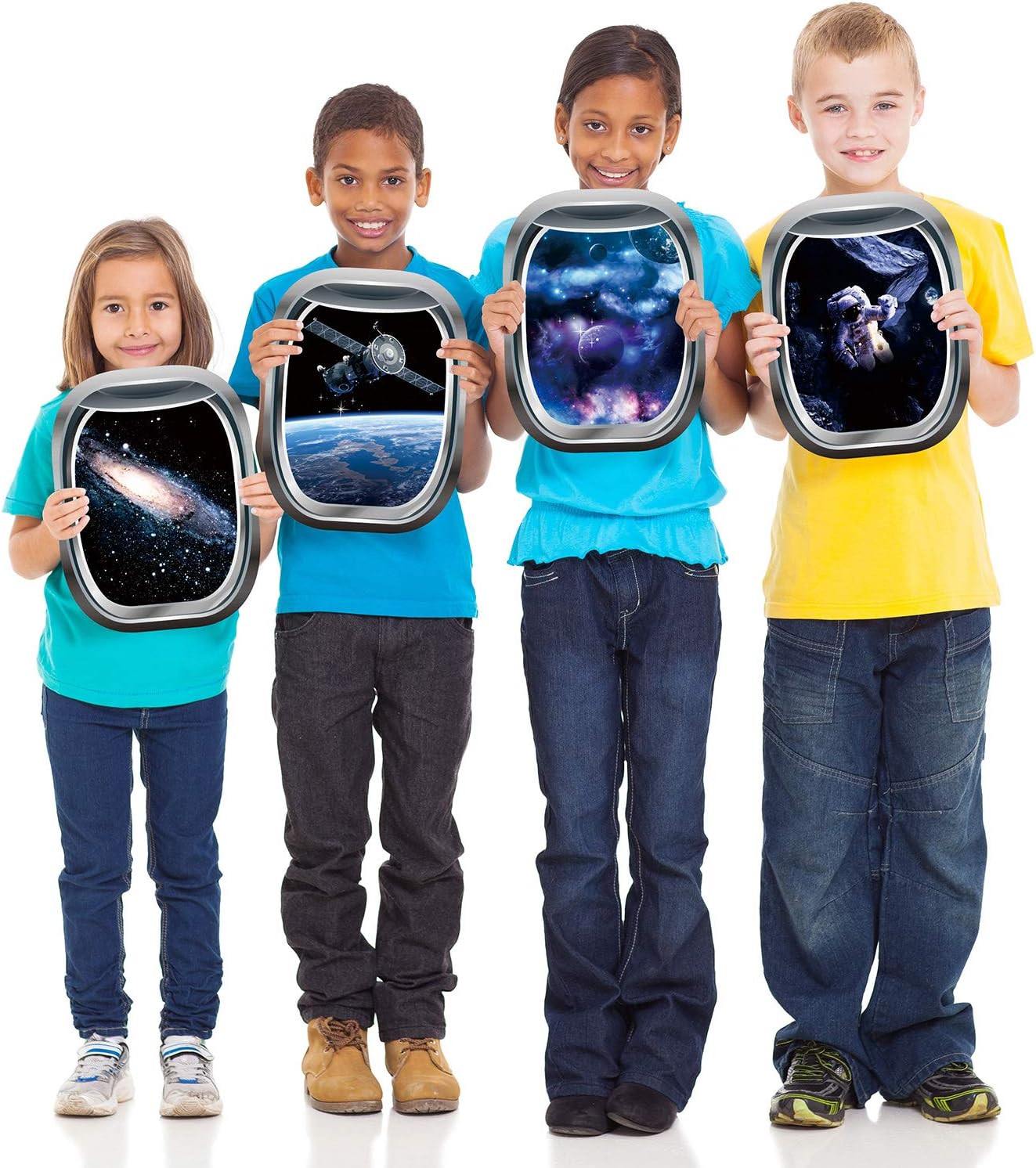 6 Pieces 3D Space Wall Decals Galaxy Window Stickers for Wall Outer Space Decor