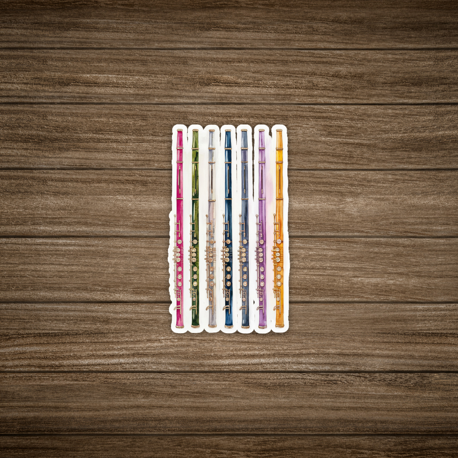 Set of 7 Colorful Flute Stickers – Decorative Instrument Decals for Musicians #5
