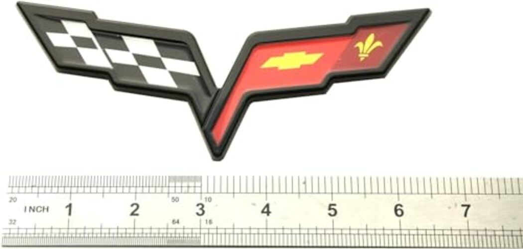 1Pcs Front Hood & Rear Fascia Crossed Flags Emblems Car 3D Badge Nameplate