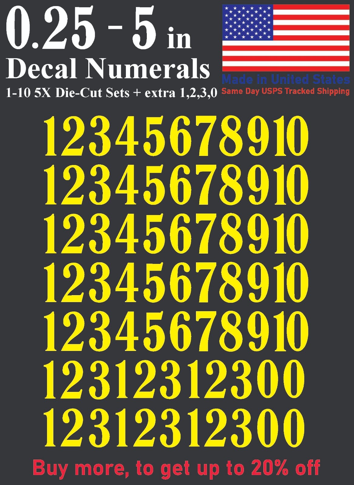 1-10 5x+ School Book Outdoor Vinyl Decal Numbers for Mailbox Door Address Locker