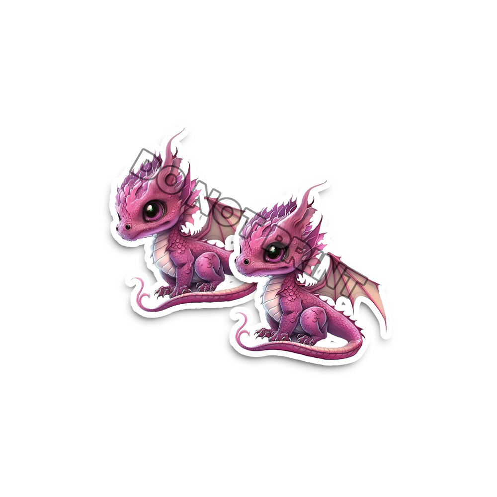 Baby Dragon Stickers Pink Dragons with Bat Wings Die Cut Decals Set of 2 M33030