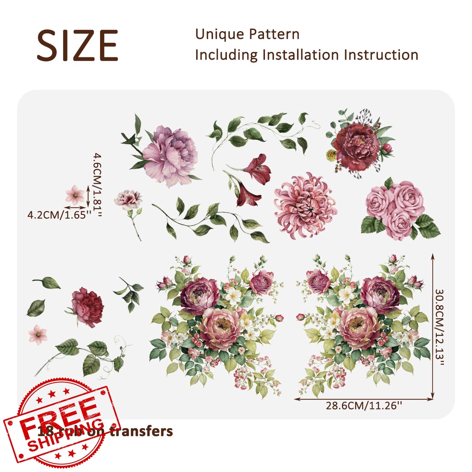 Flortlias Rose Furniture Transfer Sticker
