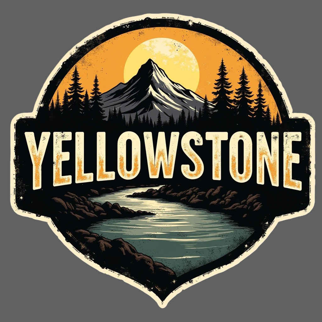 Wyoming Sticker Vinyl Decal Yellowstone River Mountains Sunset Scenic Art